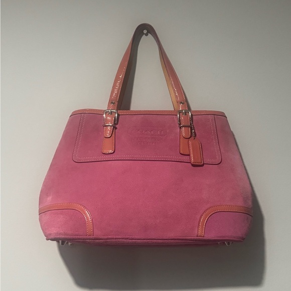 Coach Hamptons Pink Suede Carryall Bag - Picture 2 of 11